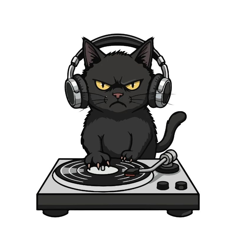 Turntable Cat Chat DJ Vinyle