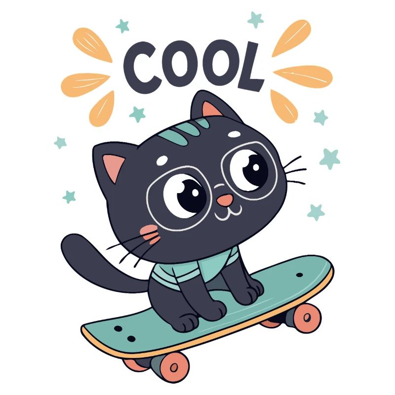 Chic skater cat on board