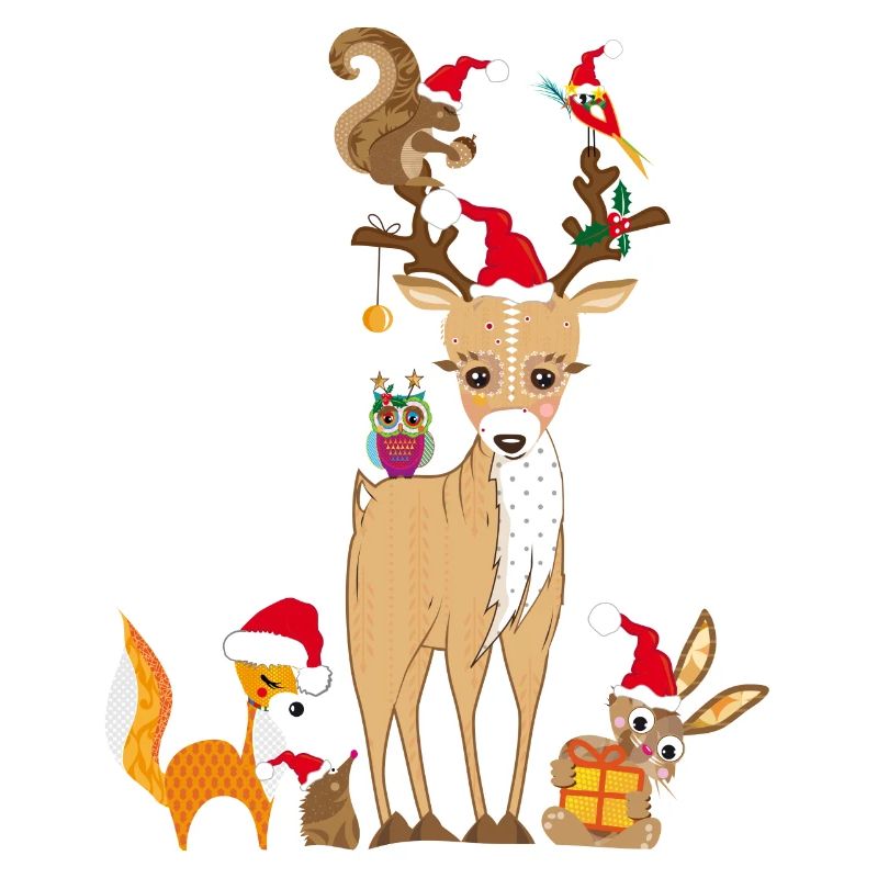 Noël rencontre d’animaux de la forêt mignons