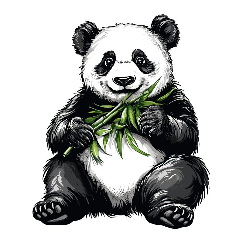 Ours panda mignon avec bambou