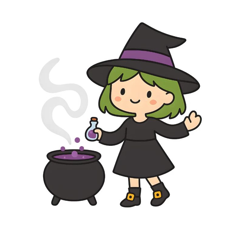 Kawaii Witch with Potion Design