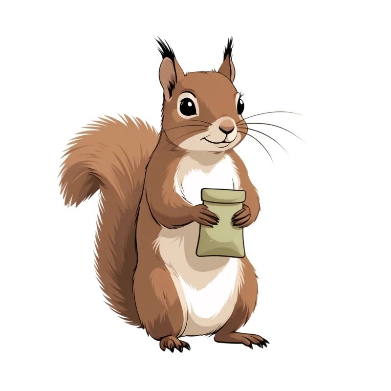 Eichhörnchen mit Beutel