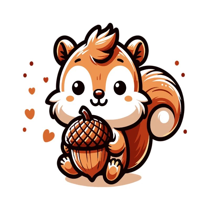 Süßes Eichhörnchen mit Herz-Eichel