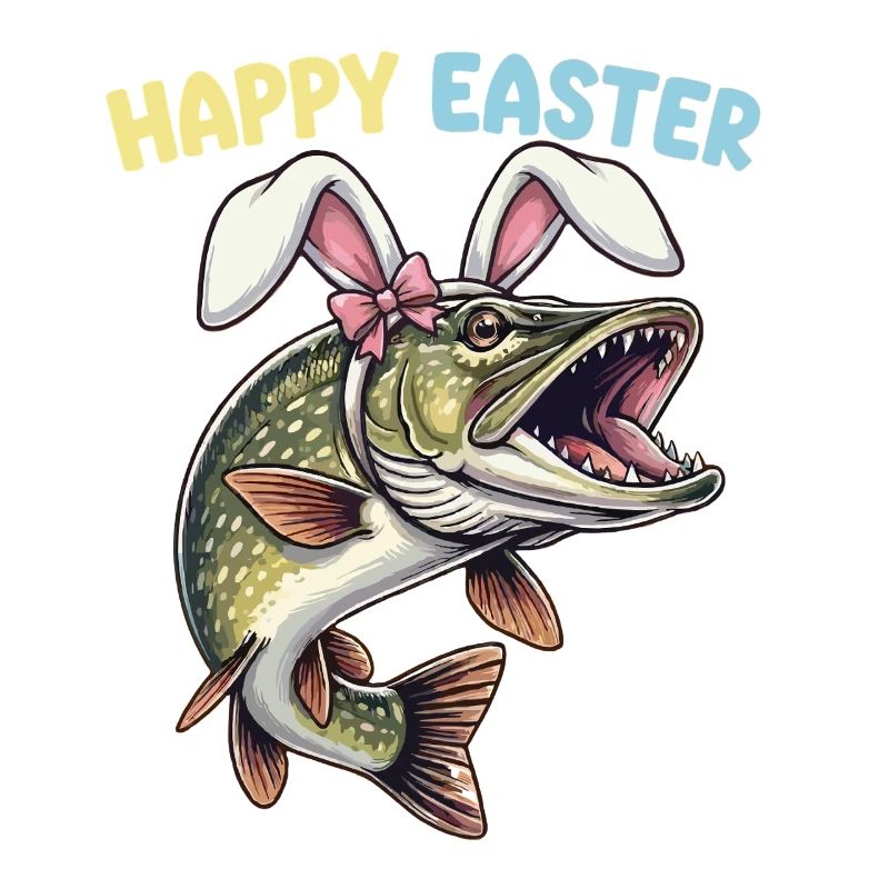 Easter fish pike with rabbit ears