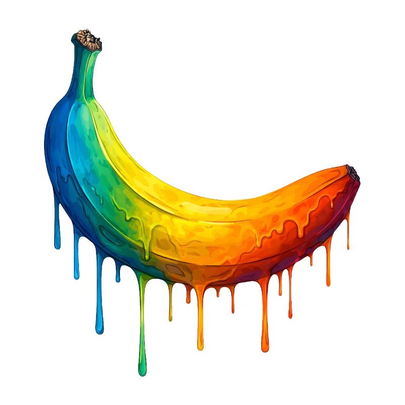 Banana with a colourful gradient
