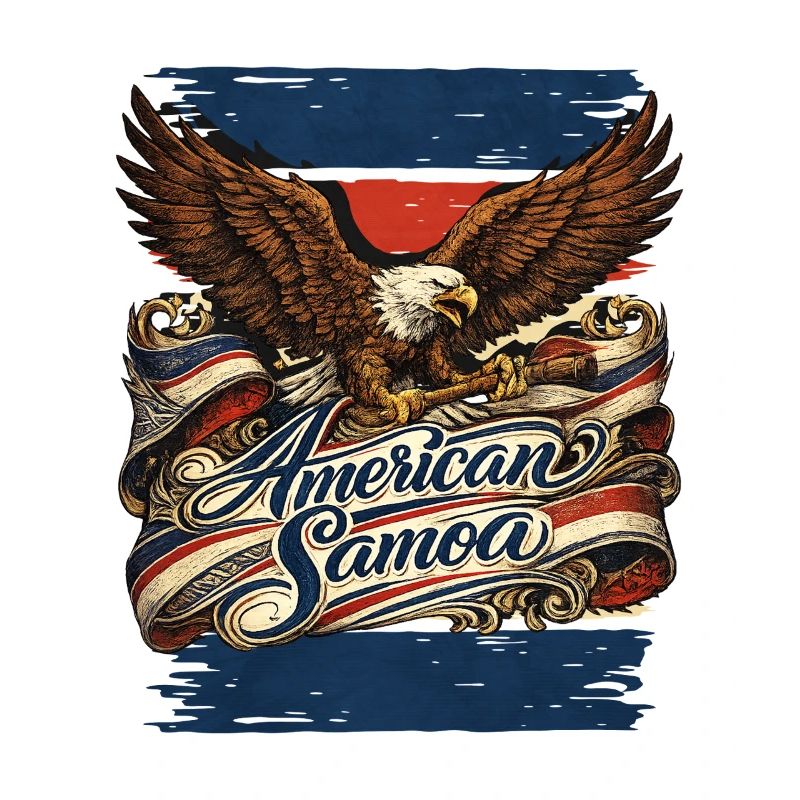 Eagle over flag ribbon American Samoa