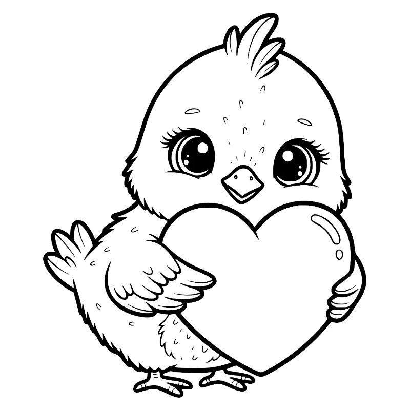 Petit poussin mignon au cœur – Design d’animal mignon