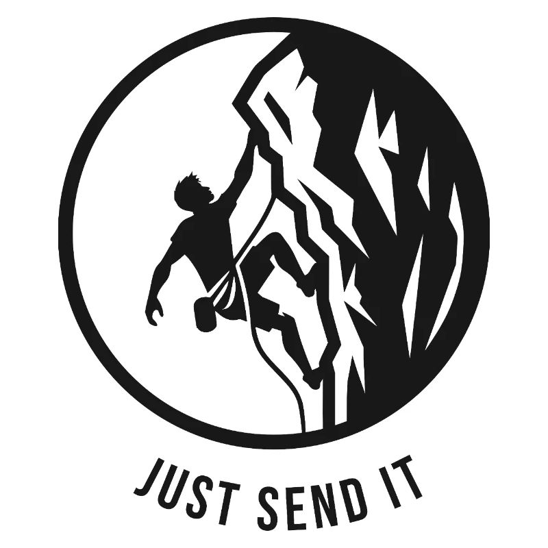 Seilkletterer auf den Felsen schickt es einfach ab, Logo