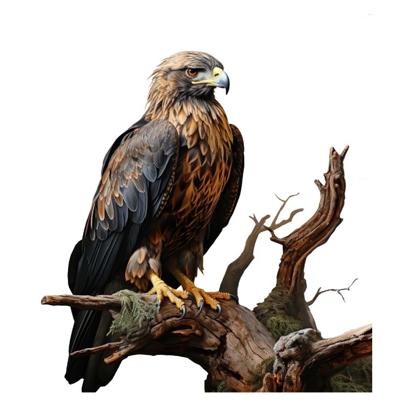 Imperial eagle on mossy branch