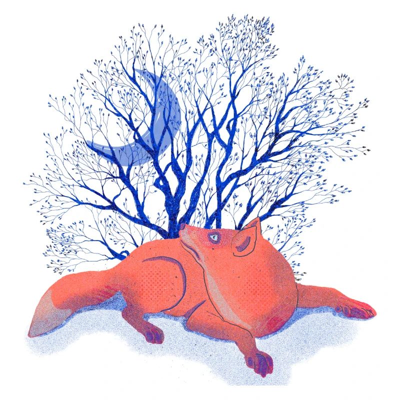 Moon Dreams Under Blue Tree