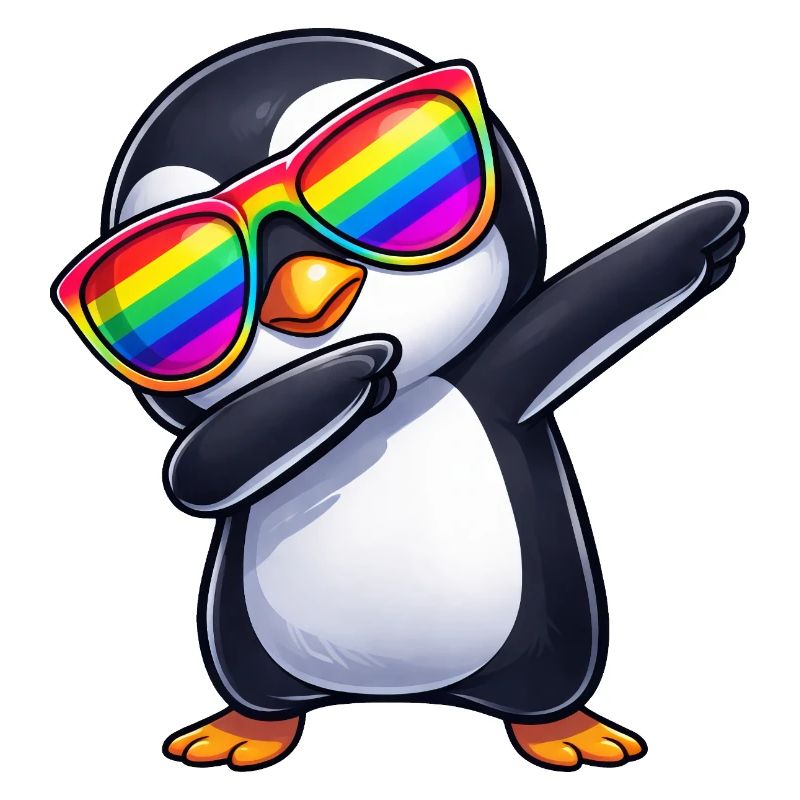 Cute Penguin Dab Rainbow Sunglasses Summer