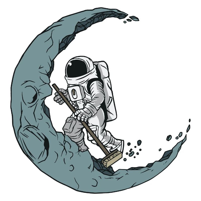 Astronaut Cleaner on Crescent Moon