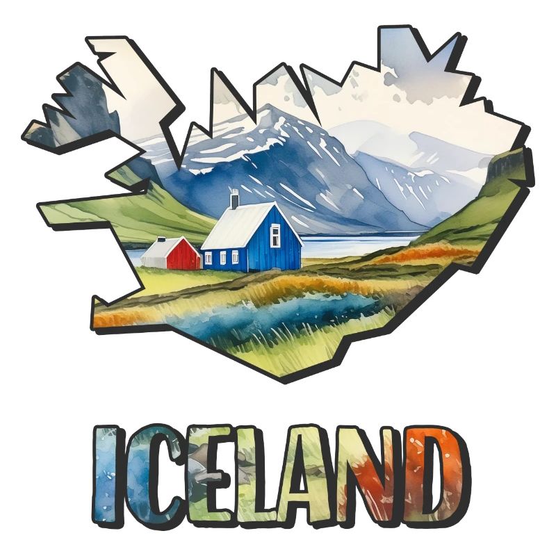Watercolor Map Iceland