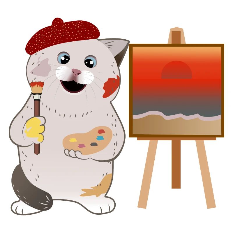 Mignon chat peintre