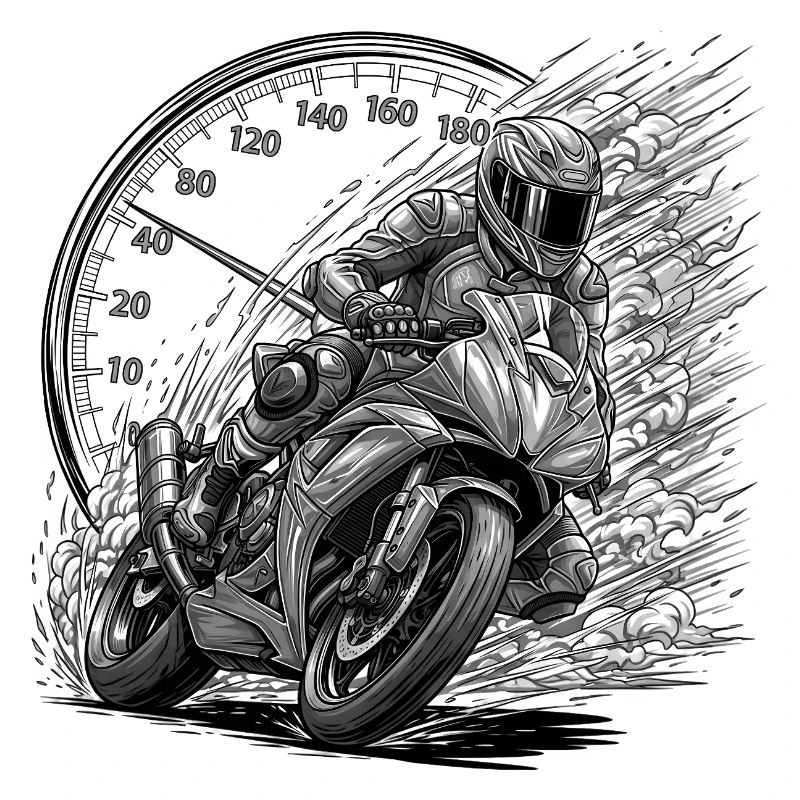 Biker, der von Geschwindigkeit angetrieben wird