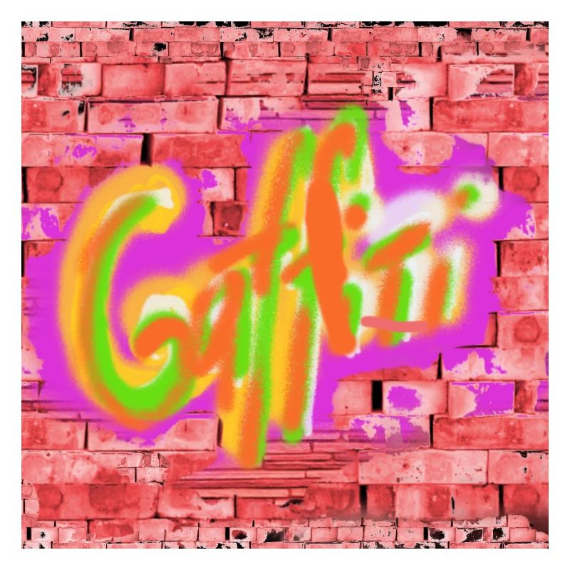 Colorful graffiti on bricks