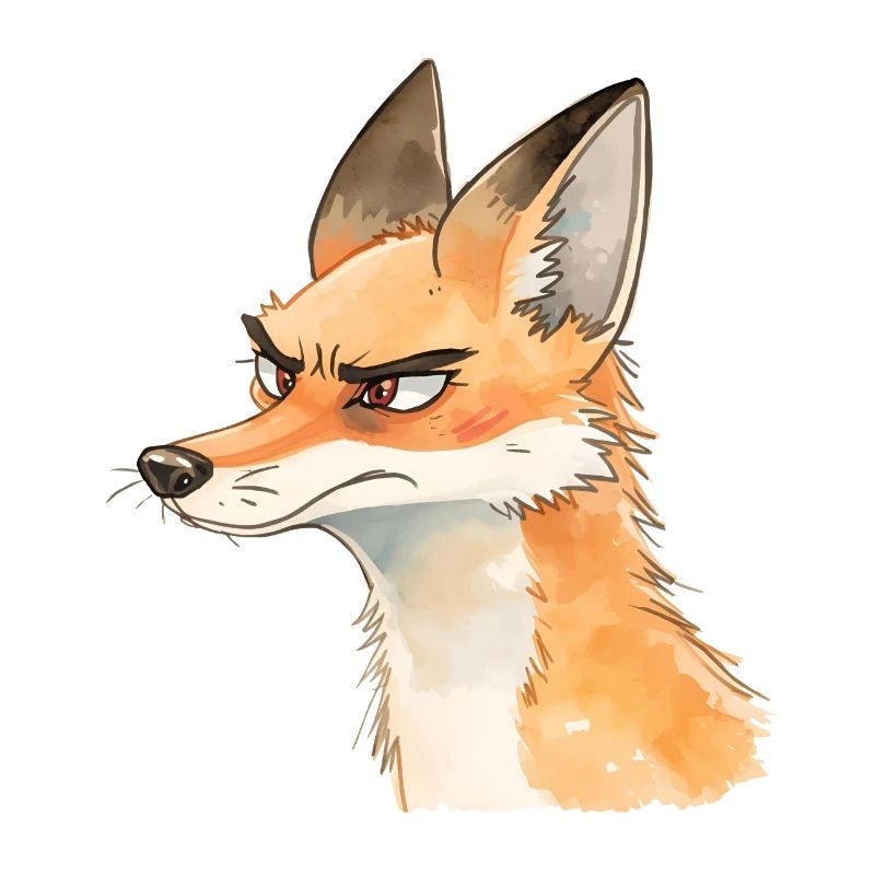 Grim Fox Aquarelle - Conception d’animaux mignons