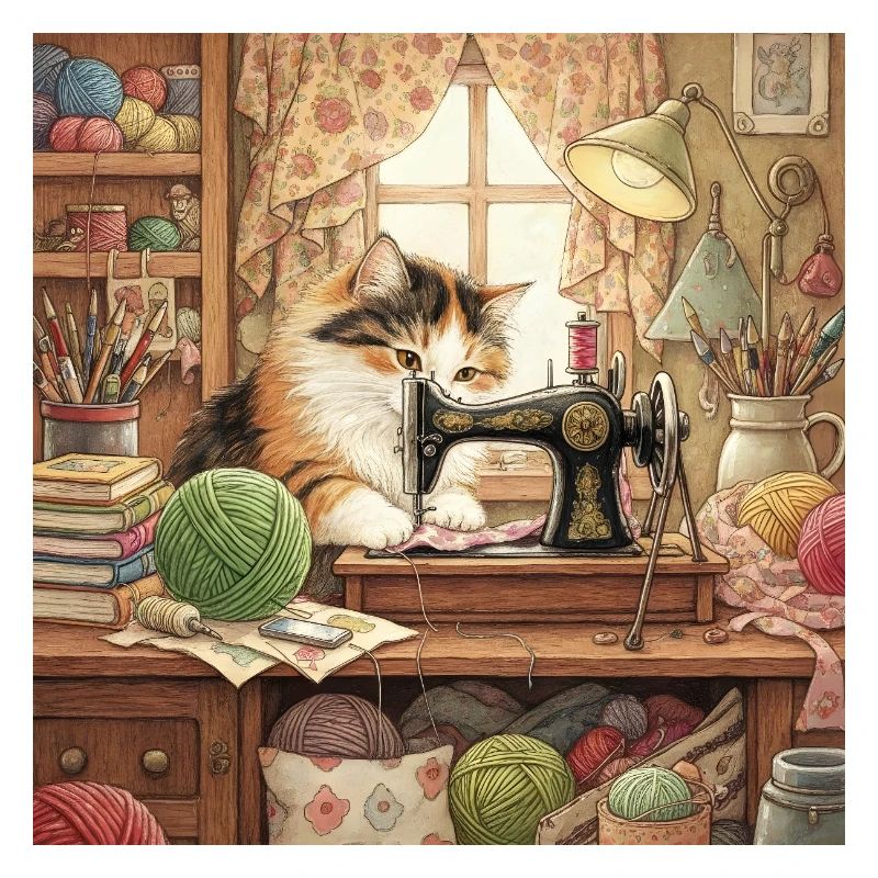 Cat Studio Sewing Machine Cuddling