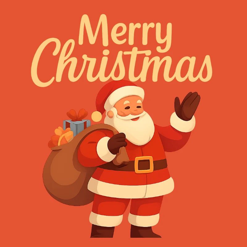 Fröhlicher Santa mit Geschenkesack