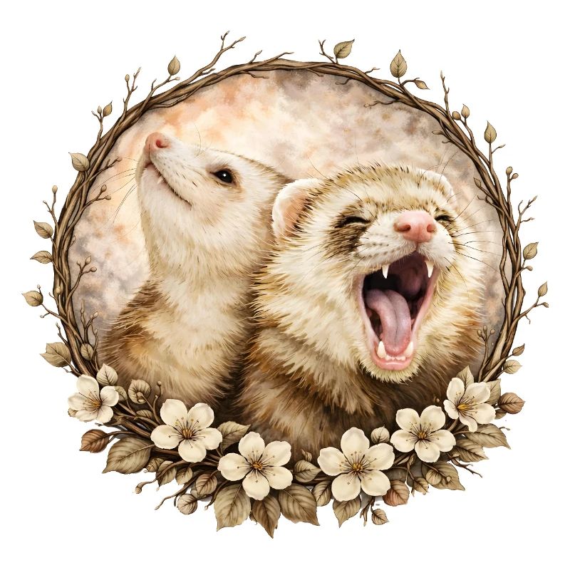 Furets dans le cercle des fleurs