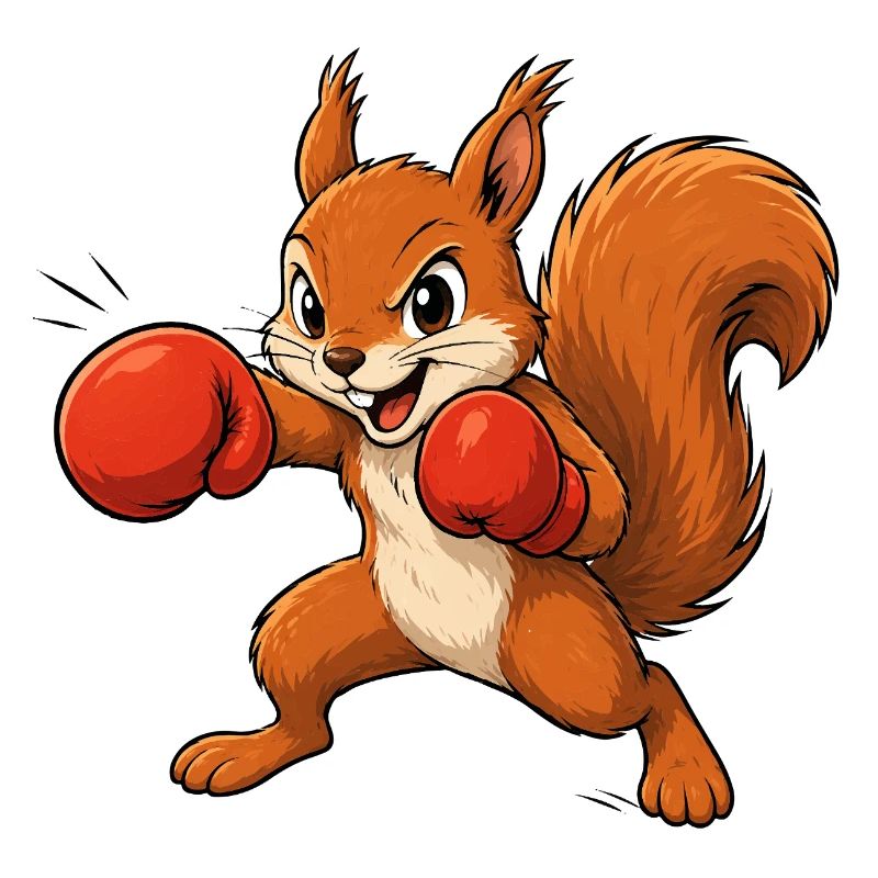 Boxendes Eichhörnchen Cartoon Spaß Motiv 