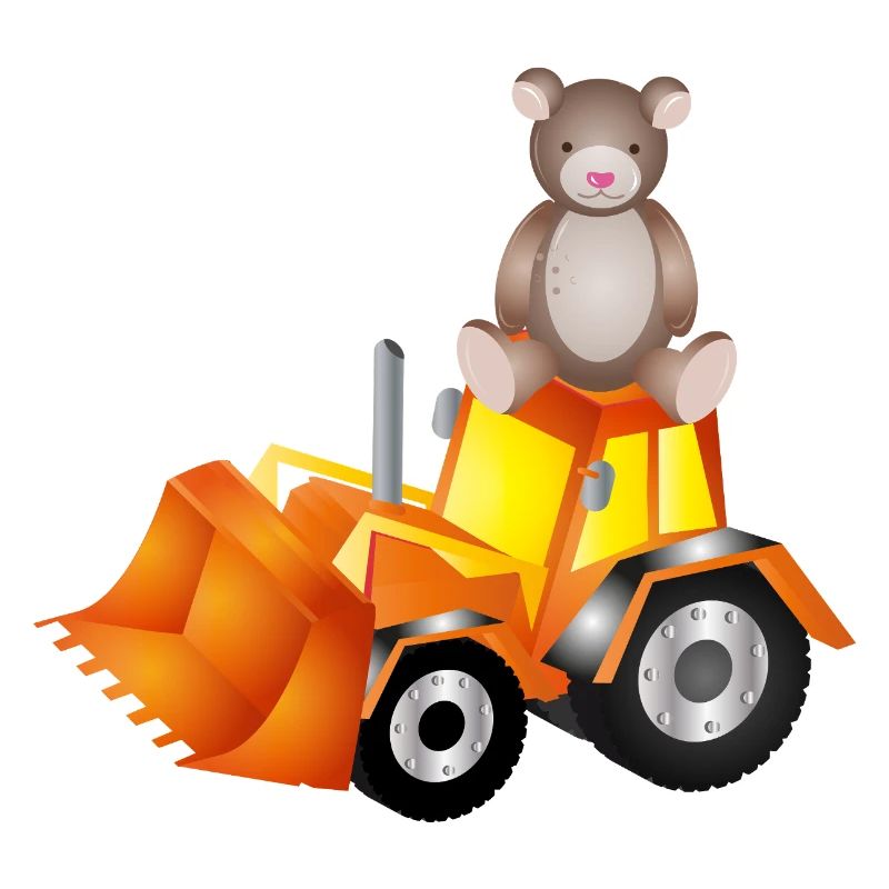 Teddy bear on excavator – sweet and strong at the same time