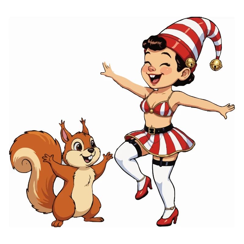 Fille lutin avec un écureuil