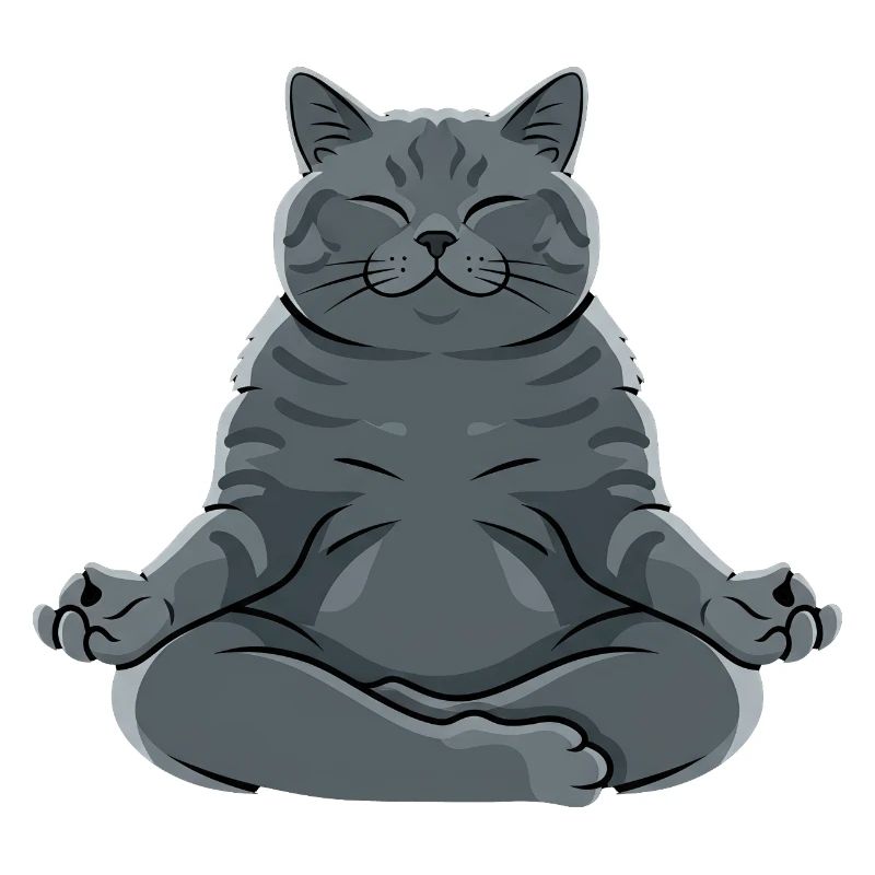 Chat gris méditant
