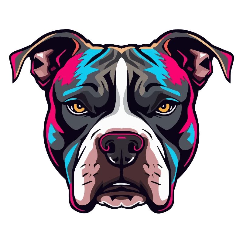Neon Pitbull Portrait