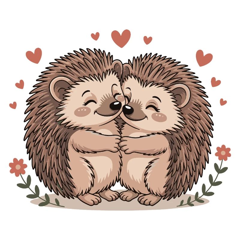 Igel Paar Liebe mit Herzen
