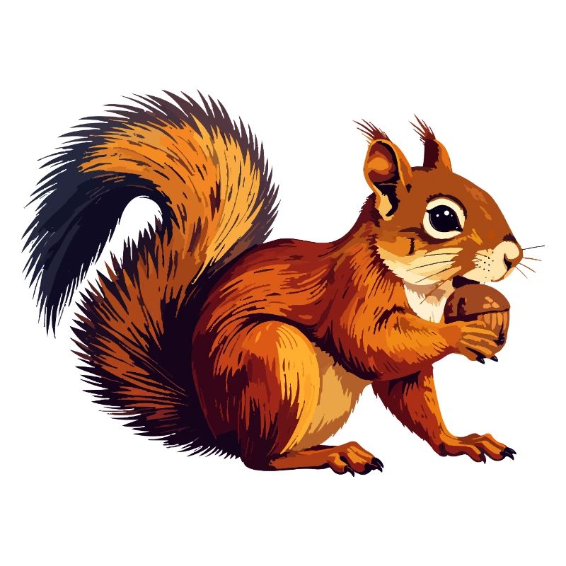 Orange braun Eichhörnchen mit Eichel Nuss Motiv