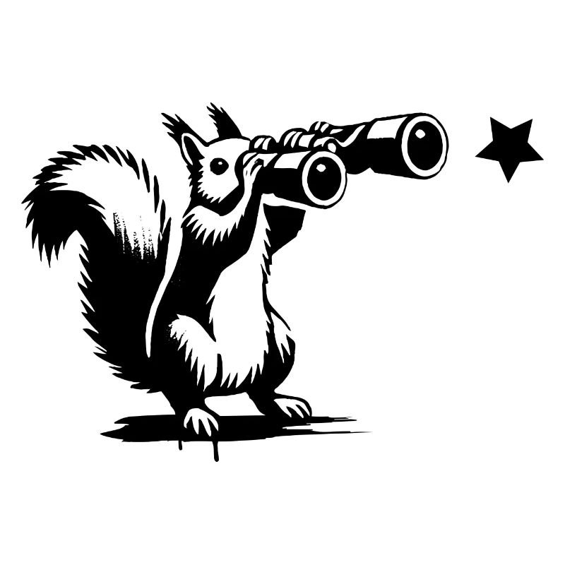 Squirrel with binoculars – searching for the stars