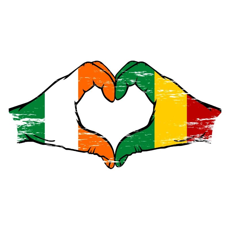 Drapeau Irlande Guinée Mains Forme de cœur utilisé