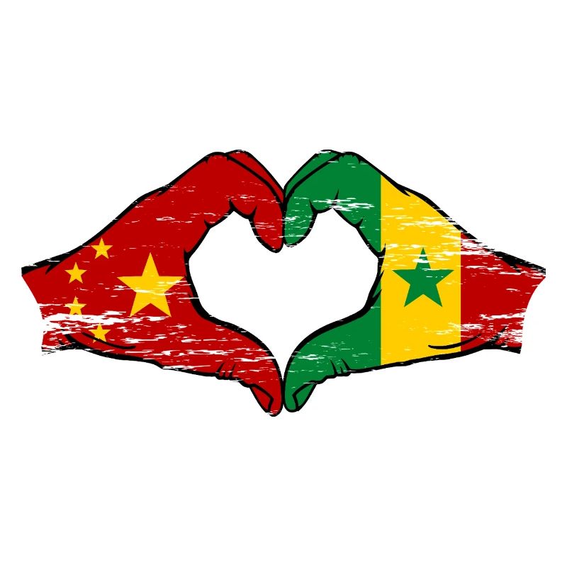 Chine Sénégal drapeau mains forme de coeur utilisé