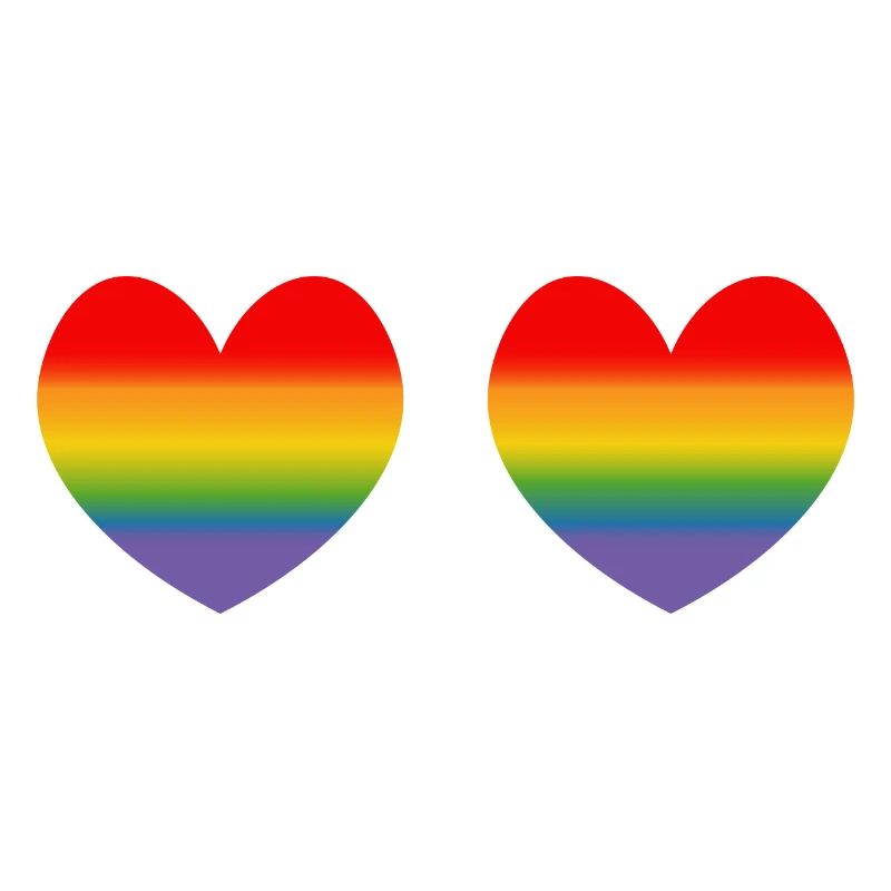 Two rainbow hearts gradient