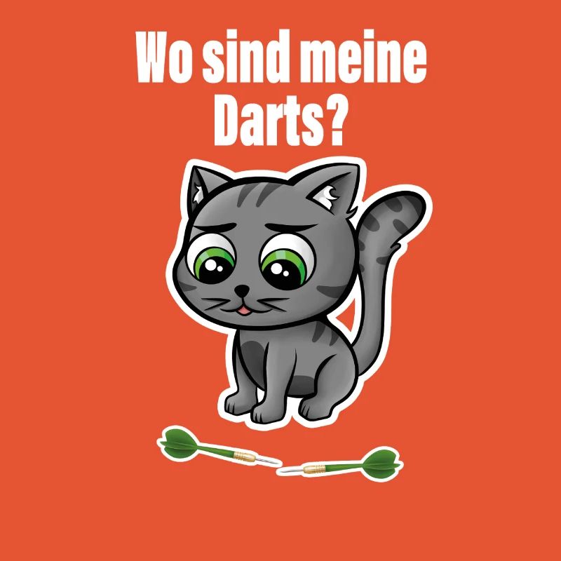 Un chat mignon est à la recherche de ses fléchettes ! Parfait pour les amateurs de fléchettes