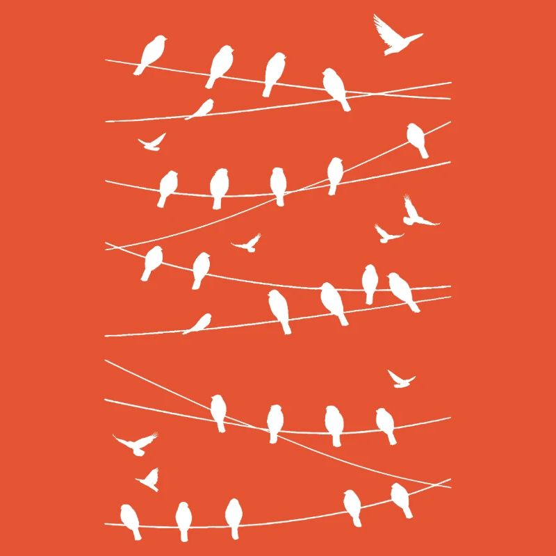 Silhouetted birds on minimalist threads