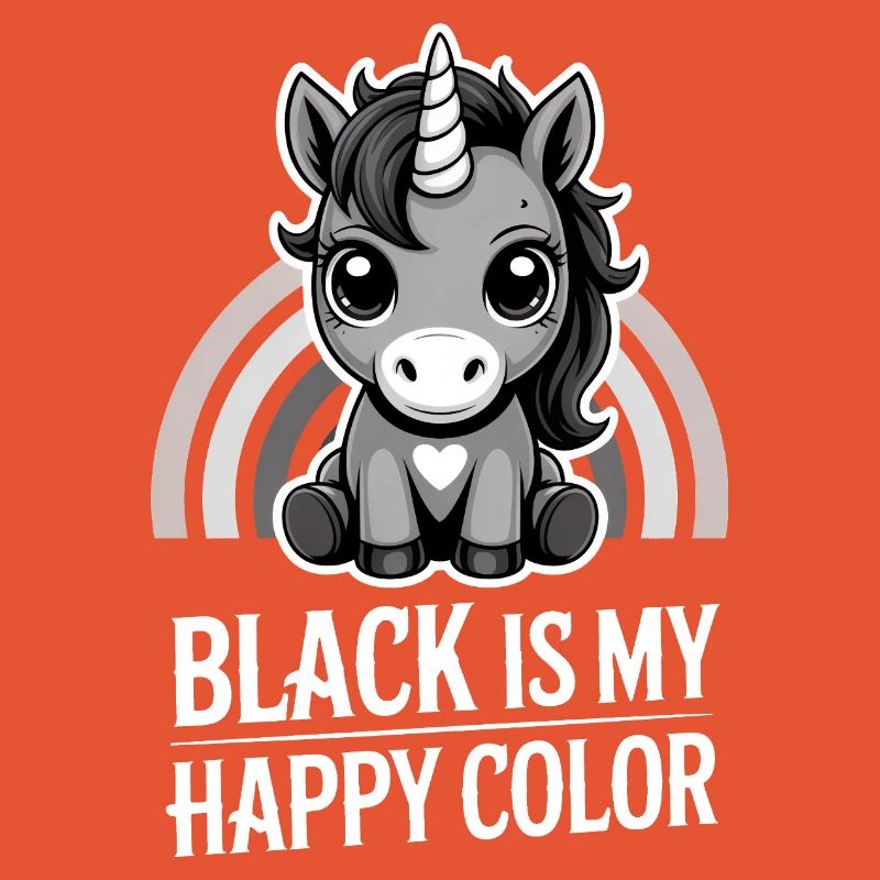 Gris licorne arc-en-ciel : Le noir est ma couleur joyeuse