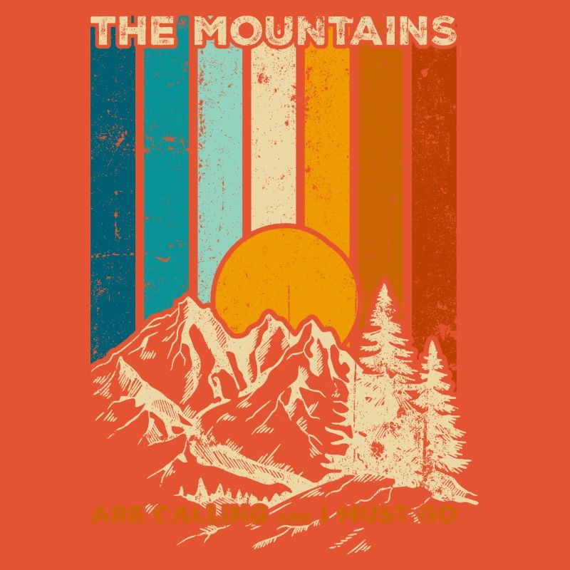 Mountains Calling Retro Sunset