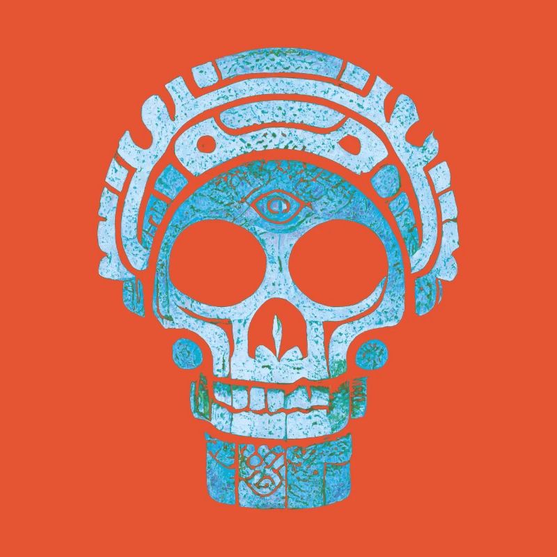 Blue Mayan skull
