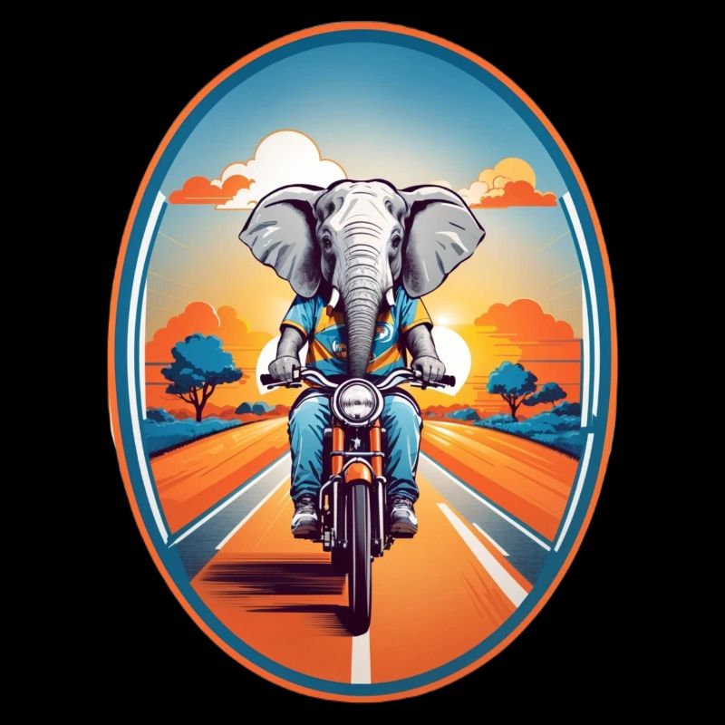 Elefant auf Motorrad