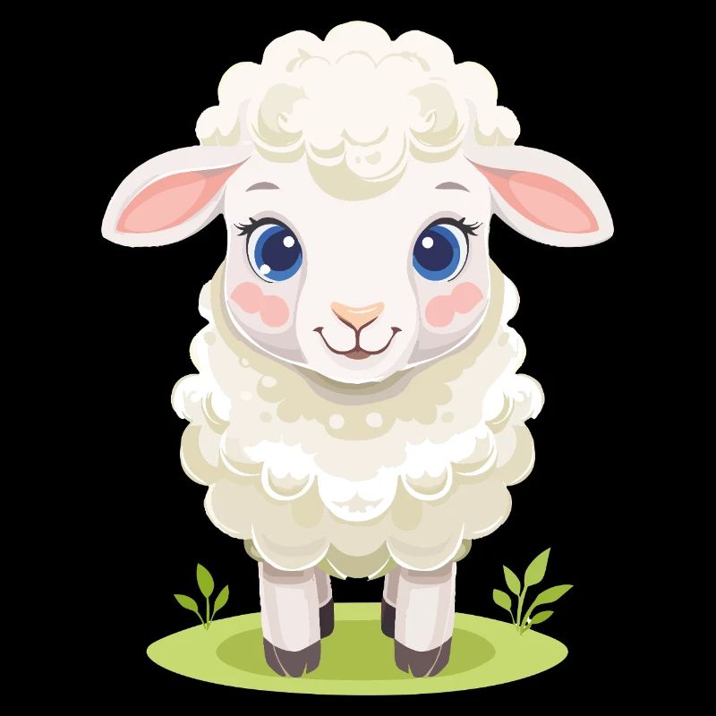 Cuddly lamb on green pasture