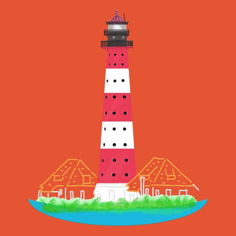 Phare Westerheversand, sans texte, Mer du Nord