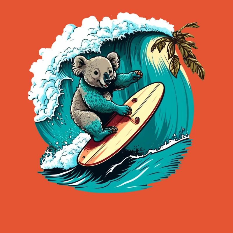Koala hat Spass beim Surfen
