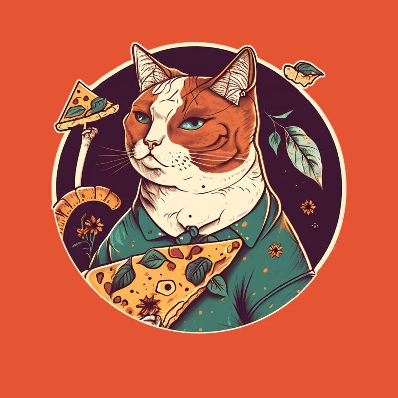 chat avec des tranches de pizza