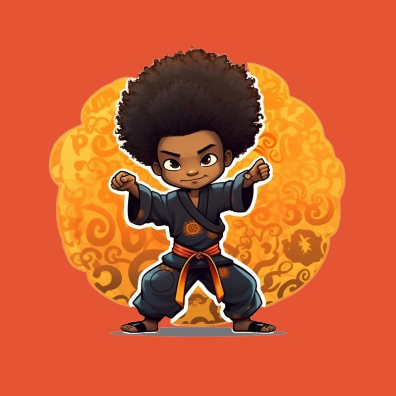 Kampfkunst-Kind mit Afro-Style