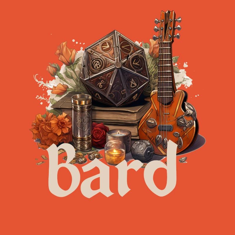 Barde avec D20 et objets – Conception de RPG fantastique