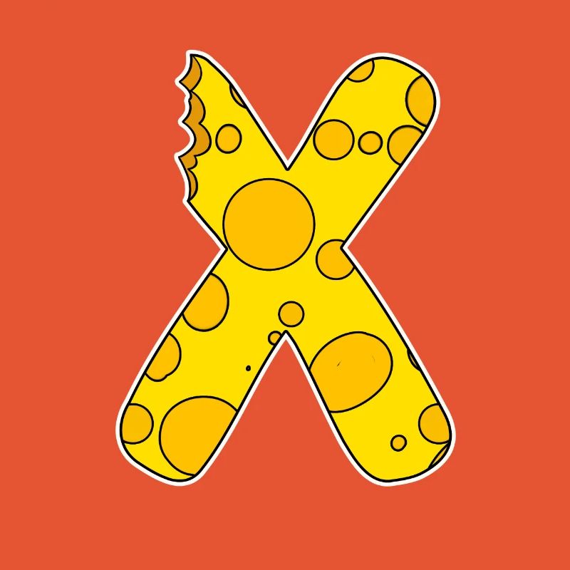 Letter X - Initial Letter X - Cheese Motif