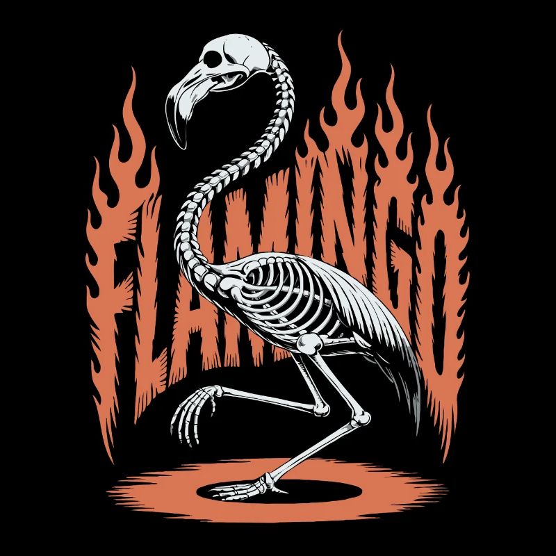 Flamingo Flammen Skelett Halloween