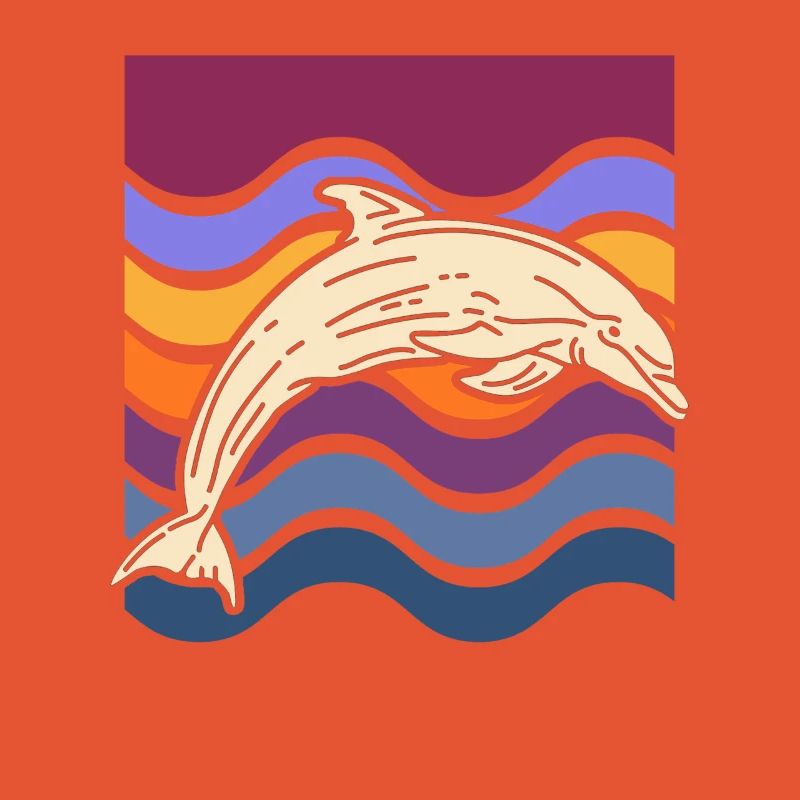 Dolphin on colored waves